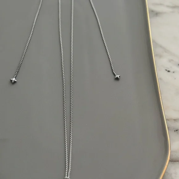 David Yurman Sterling Silver & 14k gold 37mm Crossover Pendant Necklace - Picture 2 of 4